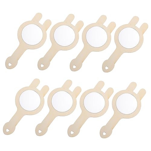 HEMOTON 8st Kleiner Holzspiegel Kinderversorgung Kinderaccessoire Unfertiger Kinderspiegel Bezaubernder Holzspiegel Spiegel Selber Bedrucken Kunst Und Handwerk Hölzern von HEMOTON