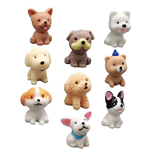 HEMOTON 9 Stück Mini Welpen Ornament Cupcake Ornament Hund Tier Haustier Kauer Figur Autos Chihuahua Armaturenbrett Auto Autos Auto Mini Kunstharz Bunt von HEMOTON