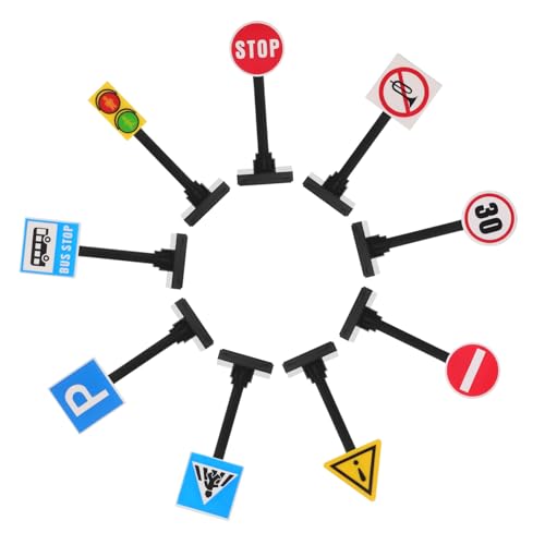 HEMOTON 9-in-1-verkehrszeichen-set Mini-verkehrszeichen Für Kinder Spielzeug Verkehrszeichen Elektrische Lichter Lernspielzeug von HEMOTON