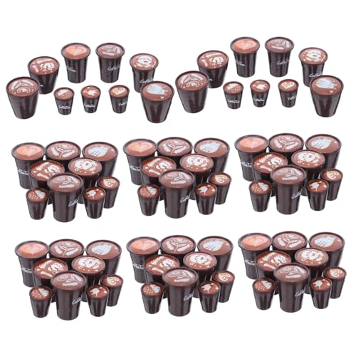 HEMOTON 90 Stück Teiliges Miniatur Kaffee Tassen Set aus Resin Detailgetreue Latte Art Becher Kindgerechte Miniatur Trinkgefäße für Puppenhäuser Micro Landschaft Deko Vielseitig für DIY von HEMOTON