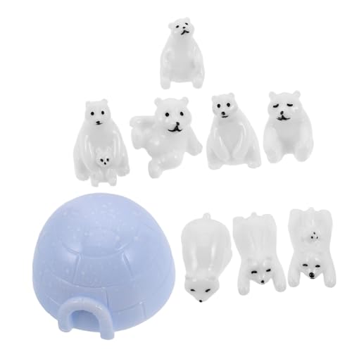 HEMOTON 9st Mikro-landschaftsdekoration Mini-eisbären Eisbär- Winzige Tiere Tierisches Eisbär-Ornament Arktische Tierfigur Tierspielzeug Kleines Tiergartendekor Weiß Harz von HEMOTON