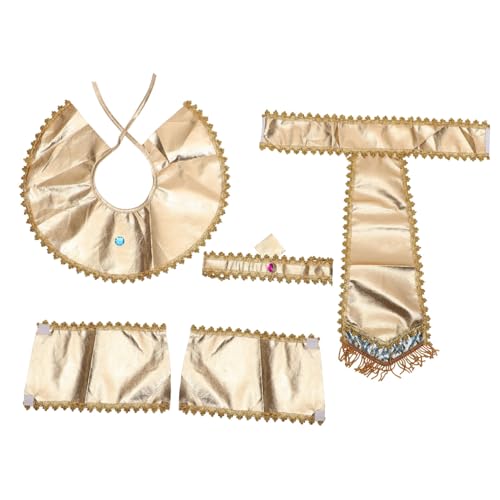 HEMOTON Ägyptisches Halloween Cosplay Set Teilig mit Kopfstück Gürtel Kragen und Ärmel Wiederverwendbar Stoffmaterial Party und Bühnenkostüm Zubehör für Jugendliche und Erwachsene von HEMOTON