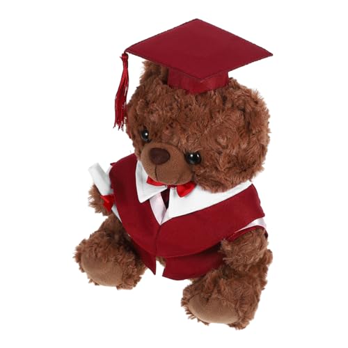 HEMOTON Arztanzugbär Puppe Dekoration plüschbär abschlussgeschenk Weiches Arztspielzeug Mini-Abschluss-Stoffbären Mini-Plüsch-Abschluss-Stofftier Plüsch-Doktorbär Grad Bär PP Baumwolle rot von HEMOTON