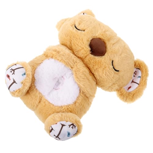 HEMOTON Kuscheltier Mit Atembewegung Und Musik Beruhigender Schlafbegleiter Für Junge Mädchen Und Kleinkinder Waschbar Braun Für Geburtstagsfeiern Einschlafhilfe von HEMOTON
