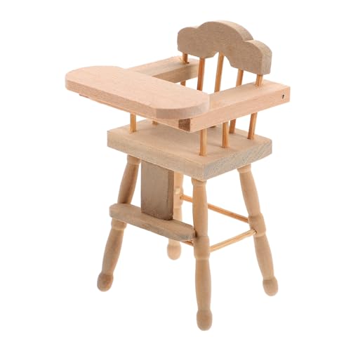 HEMOTON Babyhochstuhl sitzhocker kindersitze puppenhaus Stuhl esszimmermã¶Bel holzmöbel Kinderversorgung Miniatur-Hochstuhl Puppenhauszubehör Stuhlornament simulierte Stühle hölzern von HEMOTON