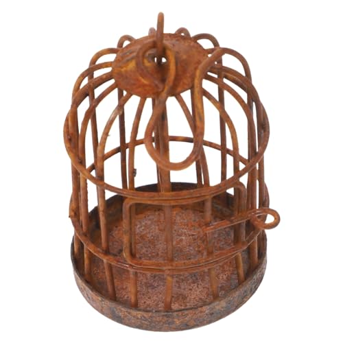 HEMOTON Baue einen rostigen Vogelkäfig paddeln Mini-Vogelkäfig-Modell Düse Aufhänger Bungee für kinderspielzeug Vogelkäfig Miniatur Miniatur-Vogelkäfig-Modell Eisen Brown von HEMOTON