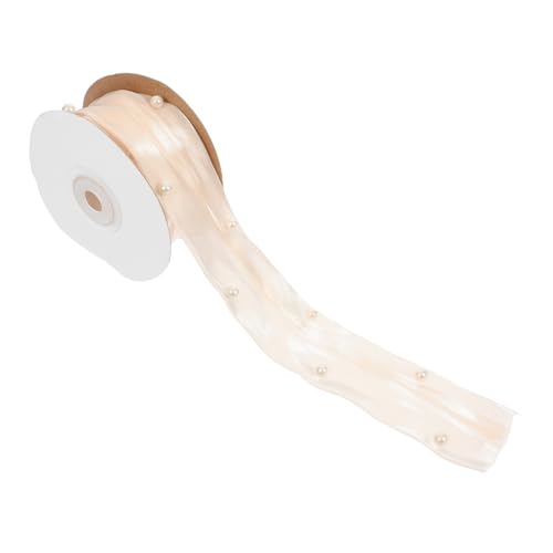 HEMOTON Blumenband für Geschenkverpackung Elegantes Satinband für DIY Projekte Dekoration von Kuchen Haaraccessoires und Bastelarbeiten Champagner Perlen Doppellagig von HEMOTON