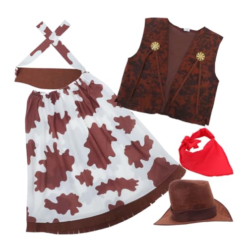 HEMOTON Cowgirl Kostüm für Mädchen Western Thema Verkleidung mit Hut Weste Bandana und Rock Atmungsaktiv für Halloween Geburtstagsfeiern und Cosplay Komfortabel und Vielseitig Einsetzbar HEMOTON Cowgirl Kostüm für Mädchen Western Thema Verkleidung mit Hut Weste Bandana und Rock Atmungsaktiv für Halloween Geburtstagsfeiern und Cosplay Komfortabel und Vielseitig Einsetzbar von HEMOTON