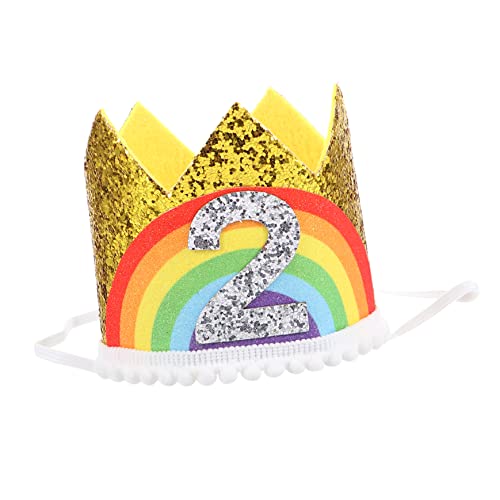 HEMOTON Digitale Geburtstagsparty Hüte Kleinkind Prinzessinnenkrone Mädchen Accessoires DIY Geburtstagskrone Für Kleinkinder Regenbogen Babykrone Kindergeburtstagskrone Die Krone von HEMOTON