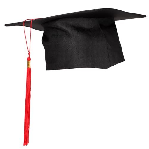 HEMOTON Doktorhut für Erwachsene mit Roter Quaste Großer Abschlussmütze Bequemes Material für Abschlussfeier Fotoshooting Cosplay und Schulveranstaltungen von HEMOTON
