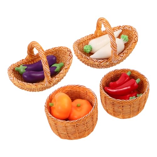 HEMOTON Dolhouse Winziger Gemüsekorb Miniatur Gemüsefiguren Winzige Obstfiguren Puppenhaus Gemüsemarkt Mini Gemüsemodelle Auberginen Miniaturmodell Mini Hausladen von HEMOTON