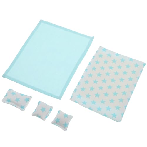 HEMOTON Dollhouse Beding Kit Puppenzubehör Soft Puppendecke Matratze Kissen Passt 8-12 Zoll Puppe Für Mädchen Puppenhaus von HEMOTON
