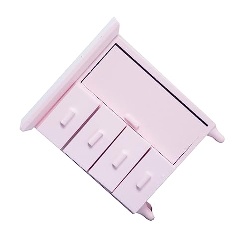 HEMOTON Eine Tür Vier Schrankmöbel Winzige Möbel Miniaturmöbel Minischrank Miniaturmodellmöbel Nachttischhaus Minimöbel Puppenhauszubehör Holz Rosa von HEMOTON