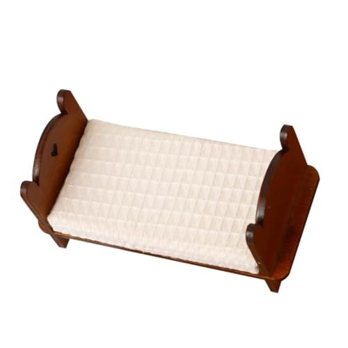 HEMOTON Einzelbettmodell puppenhaus DIY Mini-Möbelbett puppenhaus Einrichtung puppenhaus Schlafzimmer Miniatur-Einzelbett für Puppenhaus Miniaturmöbel für Puppenhäuser hölzern von HEMOTON