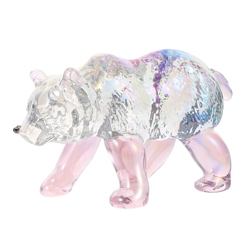 HEMOTON Eisbär Kleine Ornamente Kleine Bärenfiguren Statue Mini Bärenfiguren Tierfiguren Bärenornamente Polartiere Figuren Mini Winterfiguren Rosa Kristall von HEMOTON