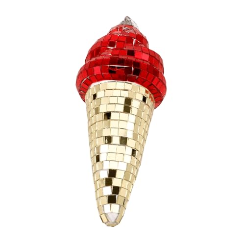 HEMOTON Eiscreme-Ornamente Mini-Eistüten reflektierende Disko beheizter Eisportionierer Disco- Eisform glaskugel rote Farbe Disco-Kugel-Spiegel hängende Discokugel-Dekoration von HEMOTON