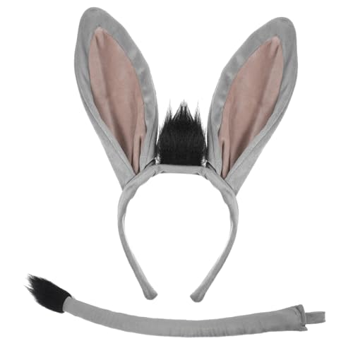 HEMOTON Esel Stirnband Zubehör Für Tierhaare Cosplay-stirnband Fuzzy-ohren-stirnband Esel-kostüm-ohr Halloween-kopfschmuck Halloween-esel-kostüm Esel-haarbänder Tierhaarreifen Grey Plüsch von HEMOTON