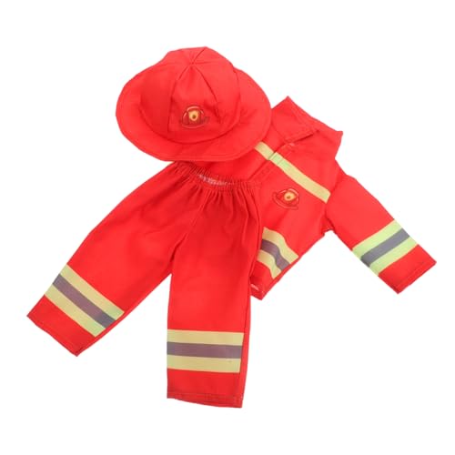 HEMOTON Feuerwehrmann Puppenkostüm für Mädchenpuppe Feuerwehr Outfit mit Helm und Hose Robust Verarbeitet Realistisch Gestaltete Verkleidung für Rollenspiele und Sammlungen von HEMOTON