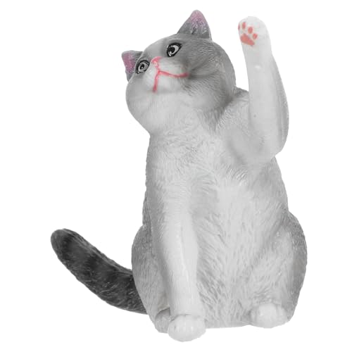 HEMOTON Für Britisch Kurzhaarkatzen Simulationskatzentiermodell Kratzer Haustiere Kleine Katzenfigur Lebensechte Katzenfigur Kleine Katzenverzierung Mini Grey Plastik von HEMOTON