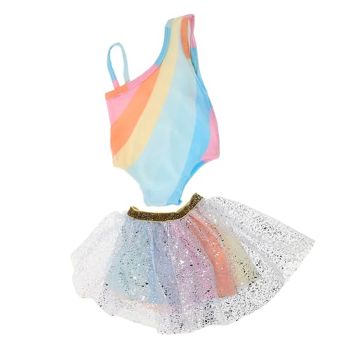 HEMOTON Buntes Regenbogen Tutu Kleid für 18 Zoll Puppen Bequemes Tutu für Mädchen Mehrlagiger Tüllrock für Puppen Tanz und Ankleidespiele für Kreative von HEMOTON