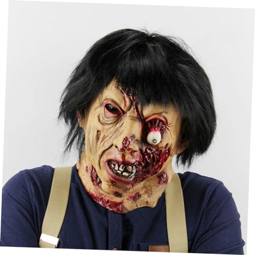 HEMOTON Horror-Zombie-Maske Halloween gruselige Masken Maskenfest Ostermaske Neuheitsmaske haloween kostüme helloweenkostüm horror kostüm horrormaske Horror-Maske Emulsion Perücke von HEMOTON