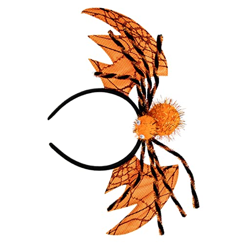 HEMOTON Halloween Haarreif Fledermaus und Spinne Kreativer Kopfschmuck für Halloween Party Orangefarbener Cosplay Stirnband Auffälliges Festival Accessoire für Damen von HEMOTON