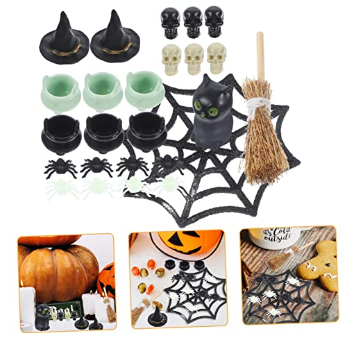 HEMOTON Halloween Miniatur Figuren Teilig Kreative Puppenhaus Deko mit Hexen Skeletten Diy Miniatur Halloween Ornament für Party Garten und Zuhause Handliche Grusel Miniaturen von HEMOTON