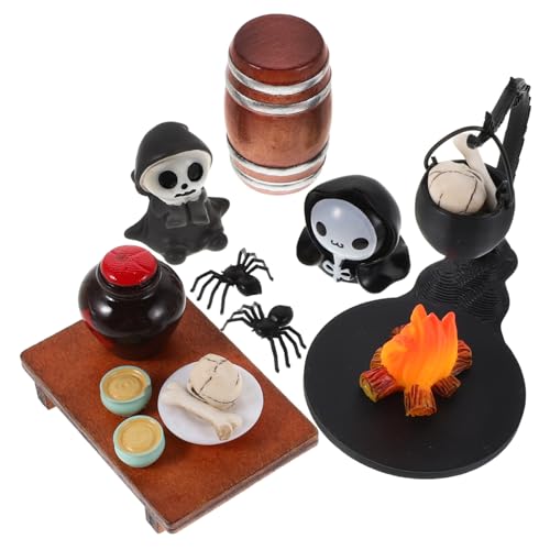 HEMOTON Halloween Miniatur Figuren mit Miniatur Totenkopf Deko Dollhouse Accessoires für Garten Szenerie Leichte Kunststoff Ornamente für Gruselige Halloween Szenen HEMOTON Halloween Miniatur Figuren mit Miniatur Totenkopf Deko Dollhouse Accessoires für Garten Szenerie Leichte Kunststoff Ornamente für Gruselige Halloween Szenen von HEMOTON