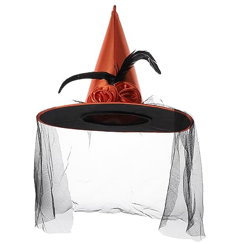 HEMOTON Halloweenhut Hexen Halloween Dekorationen Hexendekor Lametta Hexenhut Hexen Halloweenhut Mit Festival Halloweenhüte Halloween Lichter Outdoor Goth Orange von HEMOTON