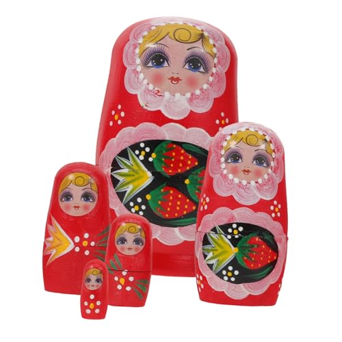 HEMOTON Handgefertigtes Holz-matroschka Set mit Handbemalten Roten Erdbeer-mädchen Figuren Traditionelle Russische Stapelpuppe Bunte Nesting Dolls als Wohn Festtagsdekoration HEMOTON Handgefertigtes Holz-matroschka Set mit Handbemalten Roten Erdbeer-mädchen Figuren Traditionelle Russische Stapelpuppe Bunte Nesting Dolls als Wohn Festtagsdekoration von HEMOTON