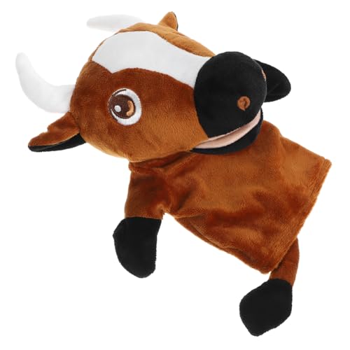 HEMOTON Handpuppe Ochse feinmotorik interaktives Tierplüschspielzeug Handpuppe Kinderhandpuppe Gefülltes Plüschtier Handpuppe kleine Handpuppe PP Baumwolle Brown von HEMOTON