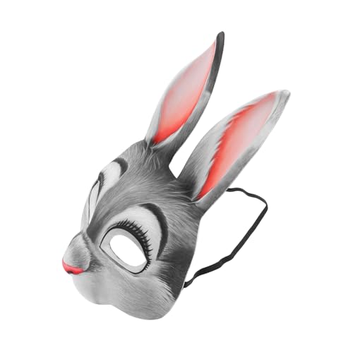 HEMOTON Hasenmaske Halloween-kaninchenmaske Dekorative Halloween-maske Hasenohren-maske Tier-halloween-maske Maskerade-partydekorationen Tiermasken Kostüme Maske Halbmaske Eva Grey von HEMOTON