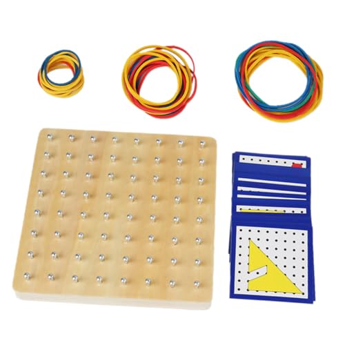 HEMOTON Holz Geoboard Nagelbrett mit Gummibändern Montessori Lernspielzeug für Vorschule Geometrisches Puzzle Kreativität und Formenerkennung Sicheres Pädagogisches Steckspielzeug von HEMOTON
