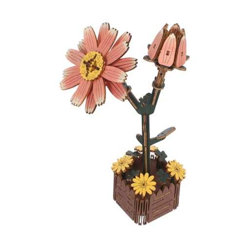 HEMOTON Holzblumen Puzzle DIY Holzbastelset Blumenstrauß Pflanzenstrauß Bausatz für Anfänger Langlebige Tischdeko Wohnzimmer und Büro Entspannende Kreative Freizeitgestaltung von HEMOTON