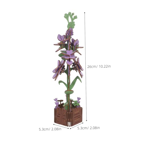 HEMOTON Holzblumen Puzzle Holzviolett DIY Blumenstrauß Bastelset für Erwachsene Kreatives Holzbaustein Modell Pflanze Dekoration Party Geschenk von HEMOTON