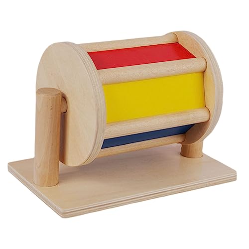 HEMOTON Holzspielzeug Drehtrommel für Textiltrommel mit Farbenerkennung Motorikförderndes Montessori Lernspielzeug Sicherer Langlebiger und Holzkorpus Geeignet für Frühe Bildung und von HEMOTON