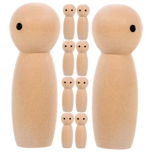 HEMOTON Holzsteckpuppen 10 Stück Unbemalte Holzpuppen für Jungen und Mädchen und Erwachsene von HEMOTON