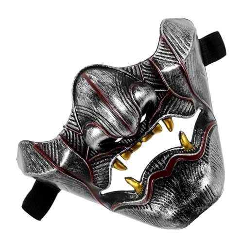HEMOTON Japanische Hannya Maske aus Stabilem Atmungsaktiv und Komfortabel Halbes Gesicht Cosplay Kostüm Requisite für Party Gruselige Masquerade mit Detailreichem Glänzendem Silber Design HEMOTON Japanische Hannya Maske aus Stabilem Atmungsaktiv und Komfortabel Halbes Gesicht Cosplay Kostüm Requisite für Party Gruselige Masquerade mit Detailreichem Glänzendem Silber Design von HEMOTON
