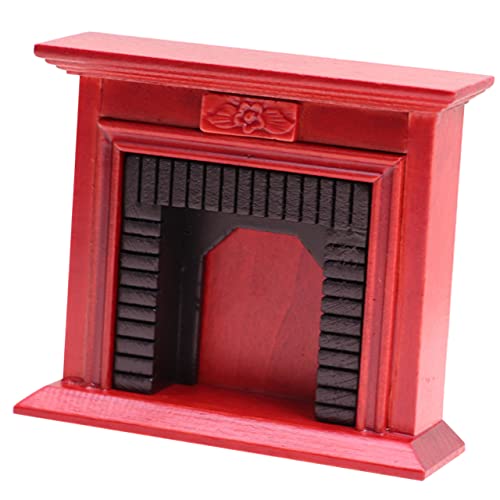 HEMOTON Kamin Im Puppenhaus Puppenhäuser Kleines Heimset Miniaturlichter Winziges Zuhause Märchengarten Mini-mikrowelle Miniaturhaus Winziges Mini- Mini-heimkamin Hölzern Rot von HEMOTON