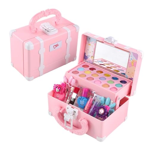 HEMOTON Kinderschminke Set Mädchen Jahre Waschbar Kosmetik mit Lippenstift und Lidschatten für Hand Augen koordination und Kreatives Rollenspiel als Geburtstagsgeschenk von HEMOTON