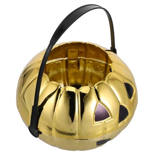 HEMOTON Kleiner Goldener Halloween Kürbis Süßigkeitenbehälter aus Leichtem Kunststoff mit Henkel Hoher Kapazität für Trick Treating und Partys Vielseitig Einsetzbarer Party Deko Eimer HEMOTON Kleiner Goldener Halloween Kürbis Süßigkeitenbehälter aus Leichtem Kunststoff mit Henkel Hoher Kapazität für Trick Treating und Partys Vielseitig Einsetzbarer Party Deko Eimer von HEMOTON