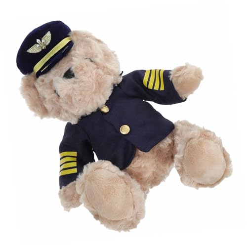 HEMOTON Kleiner Pilot Plüschtier Flauschiger Weicher Stofftier Bär Pilotenuniform für Dekoration im Kinderzimmer Fördert Kreatives Rollenspiel von HEMOTON