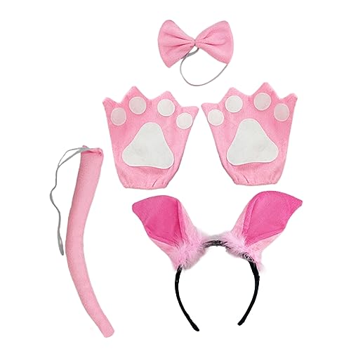 HEMOTON Kostümset für Tierkostüm mit Schweineohren Fliege und Handschuhen für Karneval Cosplay und Bühnenaufführungen Bequemer und Vielseitiger Spaß HEMOTON Kostümset für Tierkostüm mit Schweineohren Fliege und Handschuhen für Karneval Cosplay und Bühnenaufführungen Bequemer und Vielseitiger Spaß von HEMOTON