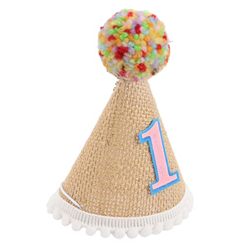 HEMOTON Kreativer Kindergeburtstags Hut aus Leinen Rosa Geburtstag Party Haube mit Flauschbommel für Unvergessliche Fotos und Feierlichkeiten HEMOTON Kreativer Kindergeburtstags Hut aus Leinen Rosa Geburtstag Party Haube mit Flauschbommel für Unvergessliche Fotos und Feierlichkeiten von HEMOTON