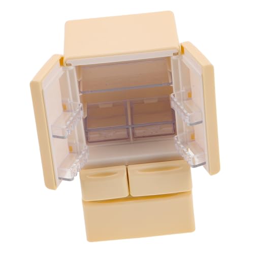 HEMOTON Kühlschrank-modellspielzeug -kühlschrank Mit Doppeltür Mini Kühlschrank Miniatur Kühlschrank Modell Puppenhaus-kühlschrank-Modell Süße Mini-Sachen Beige Plastik von HEMOTON