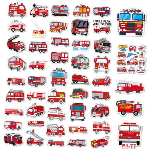 HEMOTON Lebendige Feuerwehrauto-Aufkleber 50 Stück Für Jungen Und Mädchen Scrapbooking Planer Notizbuch Dekoration von HEMOTON