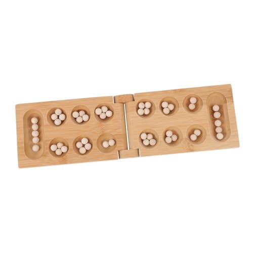 HEMOTON Mancala Denkspiel Klappbares Holzbrett Faltbares Strategiespiel für Familien Tragbar Leicht zu Lagern von HEMOTON