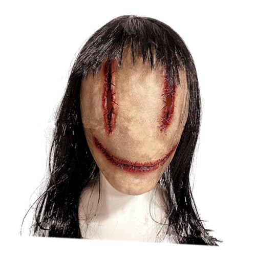 HEMOTON Maske halloween hlloween demon mask ghost mask horror mask Gruselige Kostüme Stütze süßer Zeichentrickfilm verfolgt Geist Party-Streich- ängstliches Gesicht Emulsion Khaki von HEMOTON