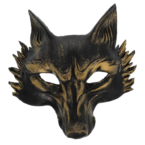 HEMOTON Maske Halloween Japanischer Fuchs Halbes Gesicht Kitsune Cosplay Partyzubehör Clown Traum Karneval Katze Frauen Erwachsene Pu 3d Requisiten von HEMOTON