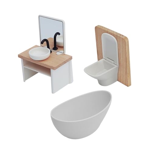 HEMOTON Maßstab Realistische Puppenhaus Dusche Waschbecken Toilette für Kreatives Rollenspiel und Familienaktivität von HEMOTON